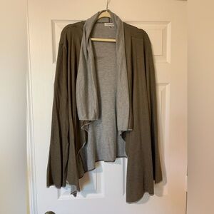 Calvin Klein Open‎ Front Cardigan Size XL Two-Tone Lightweight Knit Minimalist